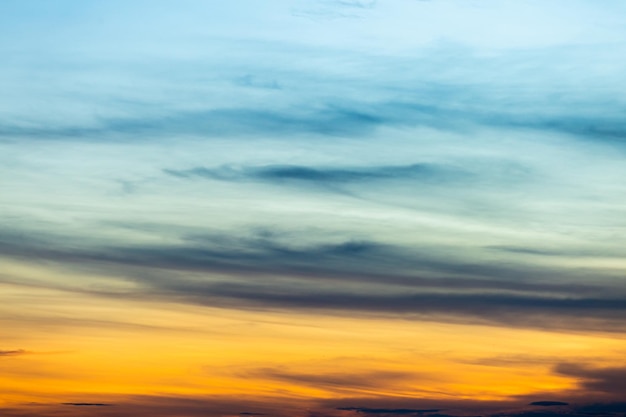 ciel dramatique coloré avec des nuages ​​au coucher du soleil