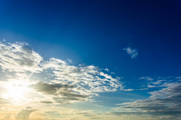 ciel dramatique coloré avec des nuages ​​au coucher du soleil