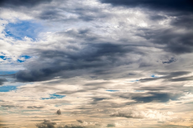 ciel dramatique coloré avec des nuages ​​au coucher du soleil