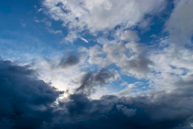 Ciel du soir avec des nuages sombres et sombres