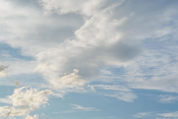 Ciel du soir avec quelques nuages jaunes, blancs, gris et sombres