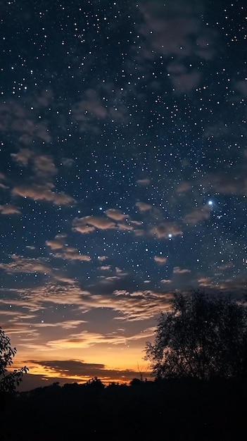 le ciel est rempli d'étoiles et de nuages