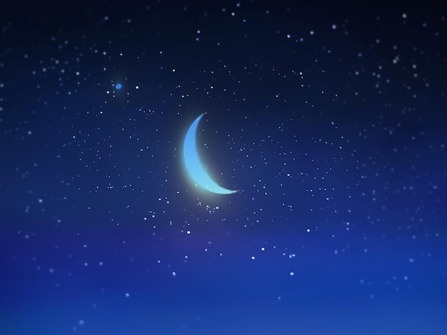 ciel étoilé bleu et lune lumineuse clair de lune romantique la nuit