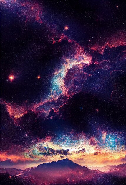 Ciel étoilé éblouissant matériel de fond de ciel étoilé cosmique Contenu IA génératif par Midjourney