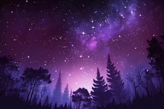 Ciel étoilé sur fond violet