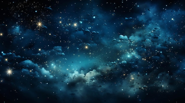 Ciel étoilé avec des nuages et des étoiles dans le noir ai génératif