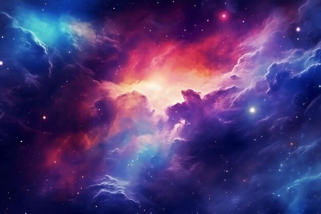 Le ciel étoilé de la nuit l'espace coloré la galaxie le nuage la nébuleuse l'IA générative