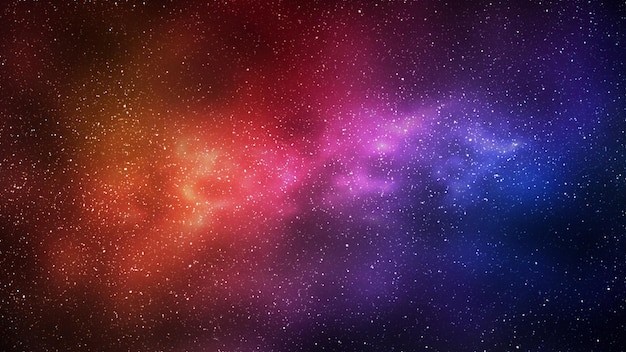 Ciel étoilé de nuit et fond horizontal de galaxie rouge bleu vif illustration 3d de la voie lactée et de l'univers