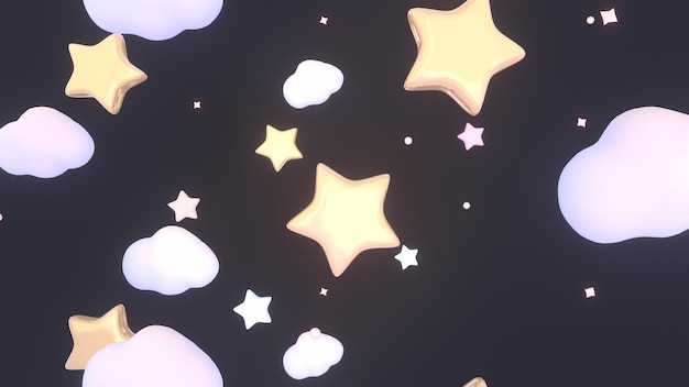 Ciel d'étoiles de dessin animé en rendu 3D