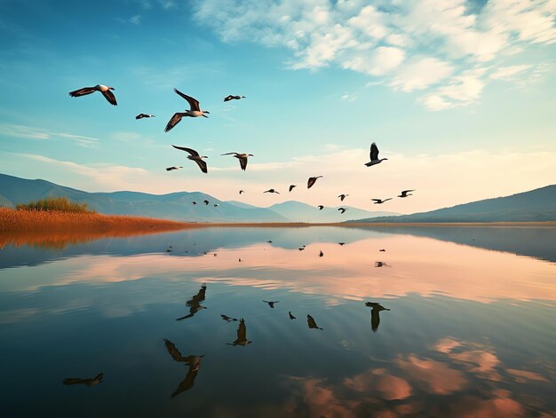 Photo un ciel de liberté oiseaux peuple