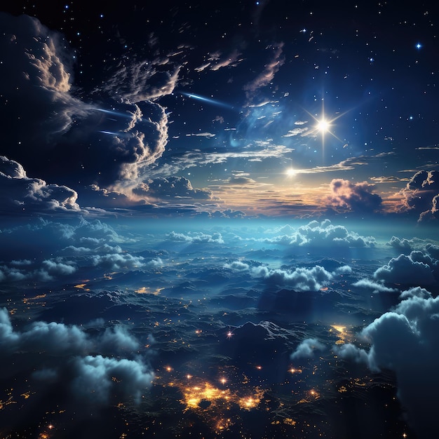 ciel nocturne de l'espace avec fond abstrait nuage et étoile