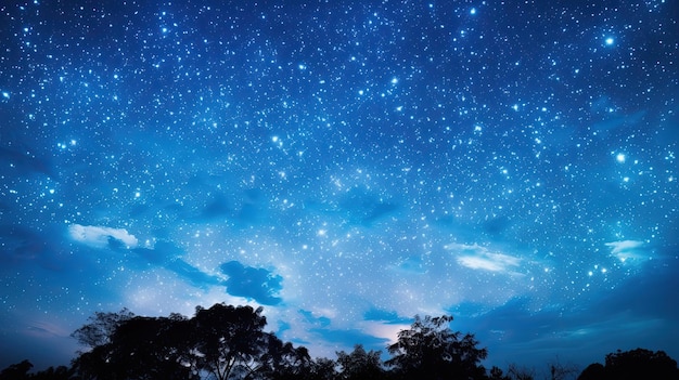 le ciel nocturne est d'un beau bleu et les étoiles sont visibles sur cette image.