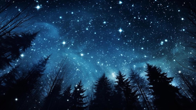 le ciel nocturne est plein d'étoiles.