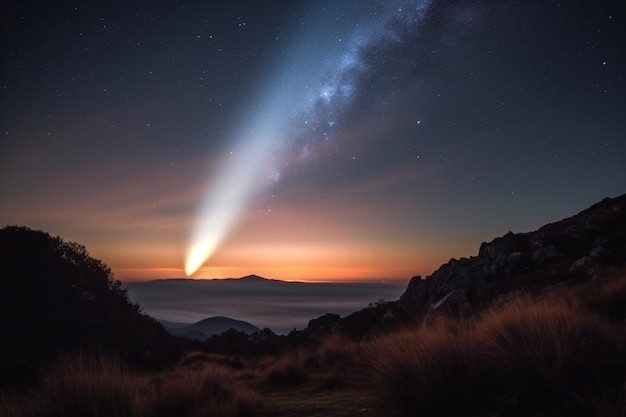 Un ciel nocturne étoilé avec une voie lactée en arrière-plan