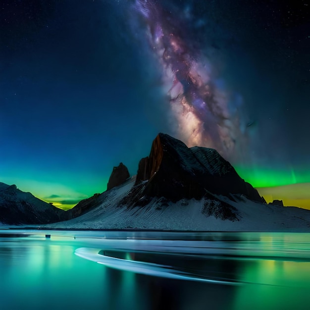 Photo un ciel nocturne étoilé avec une voie lactée au-dessus des montagnes