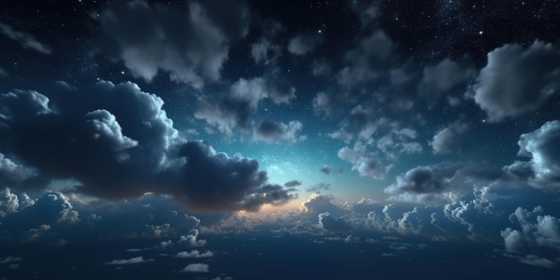 ciel nocturne avec fond de nuages