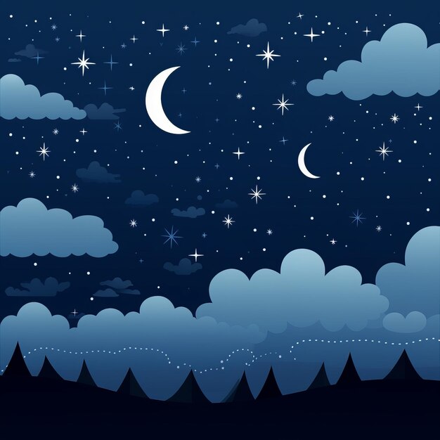 Photo ciel nocturne avec lune et étoiles illustration vectorielle