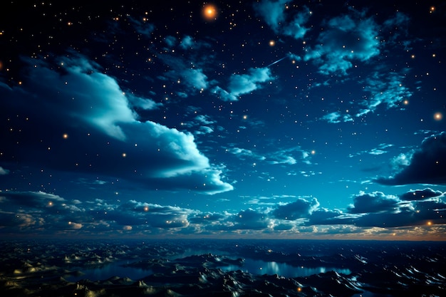 Ciel nocturne avec nuages et étoiles Éléments de cette image fournis par NASAgenerative ai