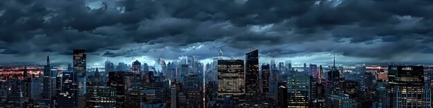 ciel nocturne sombre avec des nuages d'orage sur la scène du ciel de la ville