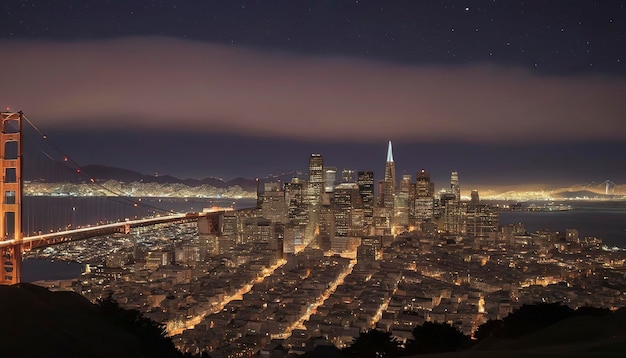 Photo le ciel nocturne de la ville de san francisco