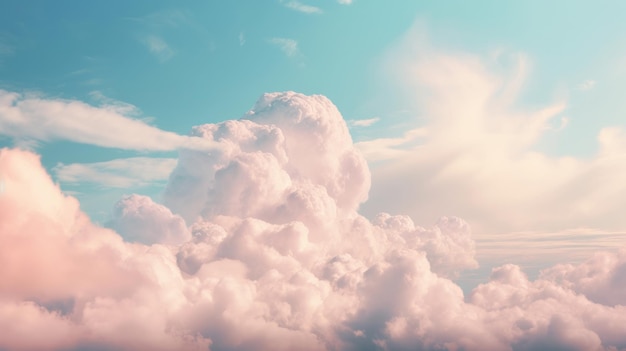 Ciel avec des nuages doux dans des tons pastel générés par l'IA