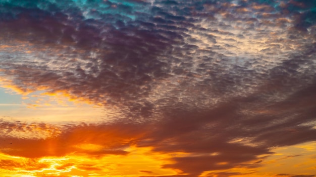 Un ciel avec des nuages violets et bleus