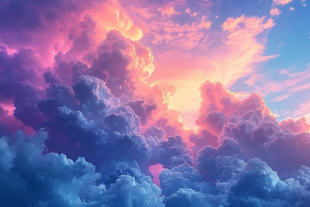 Un ciel nuageux au coucher du soleil avec des couleurs vives