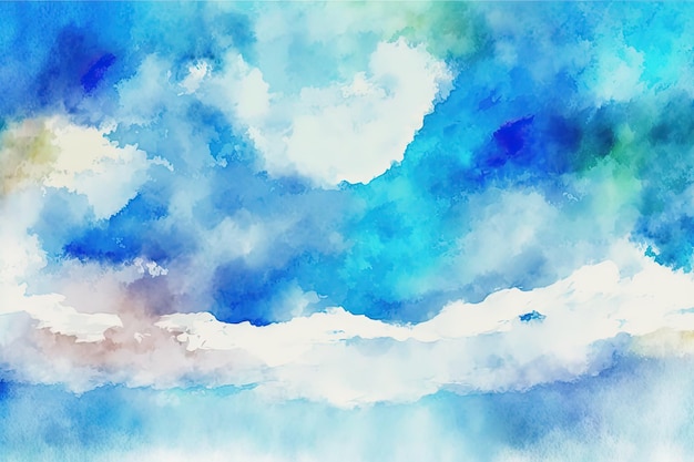 Ciel nuageux peint à l'aquarelle Peinture naturelle artistique abstrait