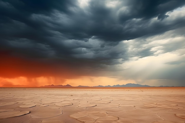 Ciel orageux sur fond de paysage désertique