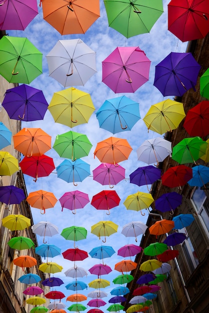 Photo ciel de parapluie