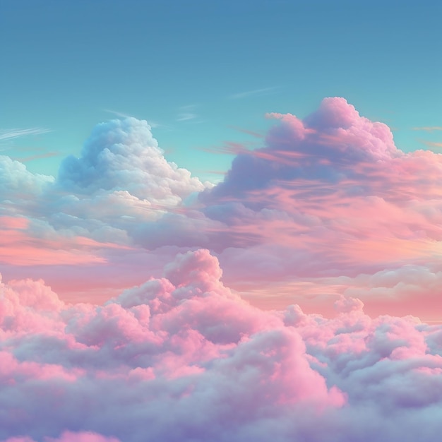 Un ciel pastel avec des nuages aux couleurs pastel.