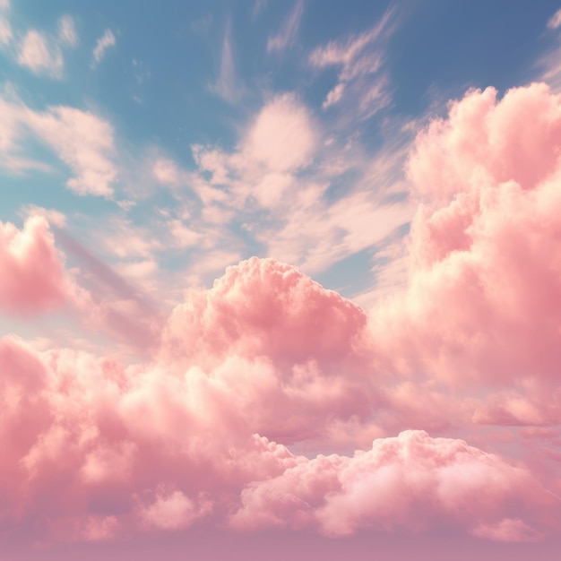Le ciel pastel avec des nuages doux est idéal pour les arrière-plans AI générative