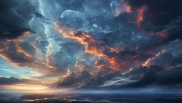 Photo ciel pluvieux de nuages tourbillonnants illuminés par une atmosphère brillante