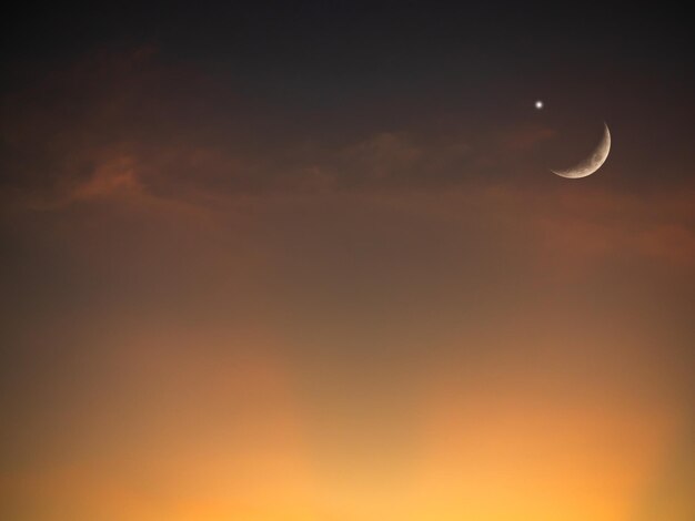 Ciel Ramadan Lune Croissant Étoile Nuit Noir Noir Arrière-plan Noir Fête de l'Islam Arabe