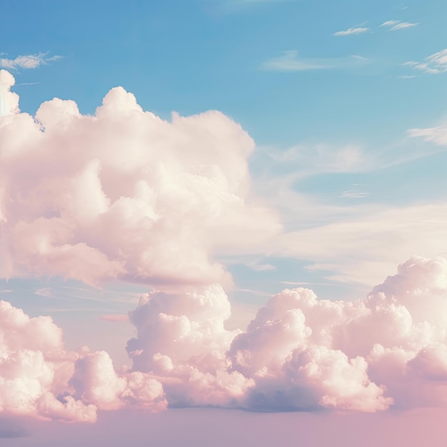 Un ciel rose et bleu avec des nuages et les mots " le ciel est bleu "