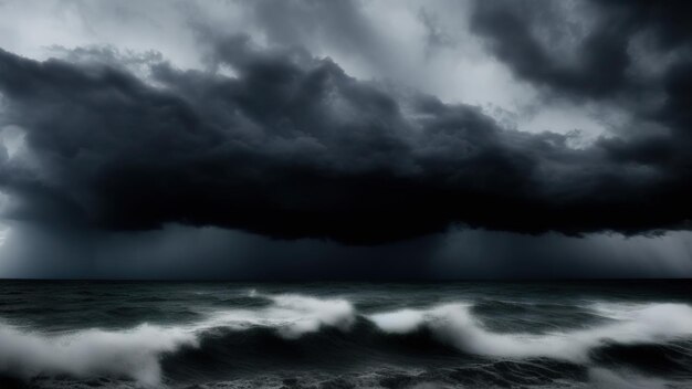 Le ciel sombre avait des nuages rassemblés à gauche et une forte tempête avant qu'il ne pleuve