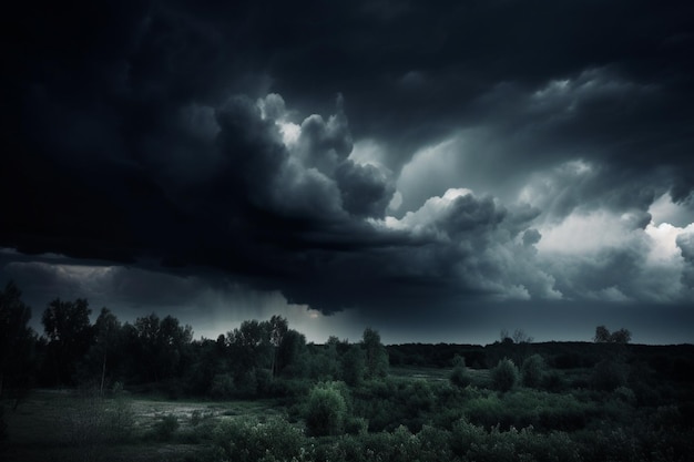 Un ciel sombre avec un orage qui arrive.