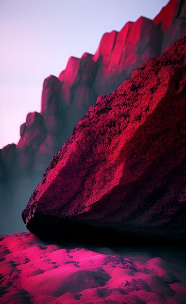 Un ciel violet avec une rivière et un ciel étoilé