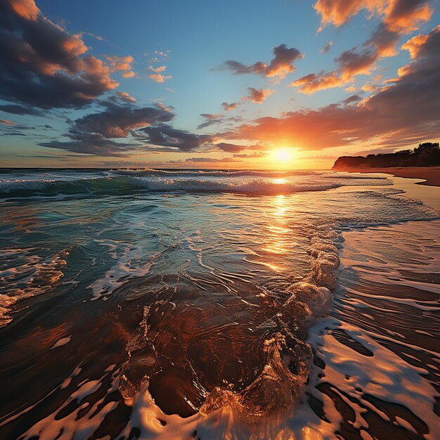 Photo cielo serale con nuvole drammatiche sur mer tramonto drammatico sur mer