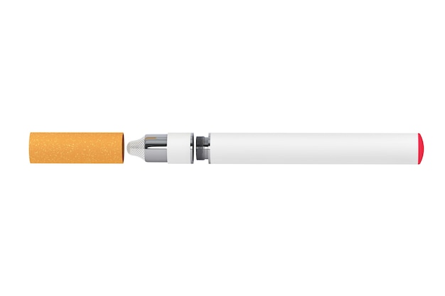 Cigarette électronique sur fond blanc