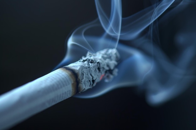 Une cigarette est allumée et la fumée s'envole.