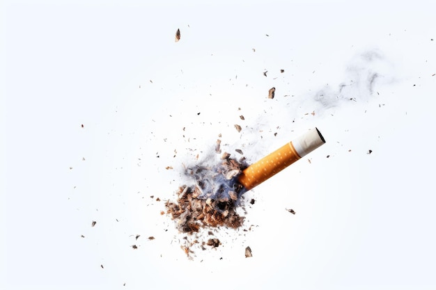 Cigarette explosive sur fond blanc sur une surface blanche ou claire PNG Arrière-plan transparent