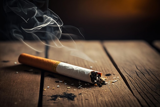 Une cigarette avec de la fumée qui en sort