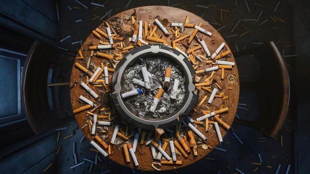 Photo des cigarettes cassées vues d'en haut