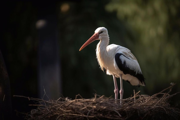 Cigogne dans le nid générée par l'IA