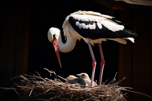 cigogne portant bébé IA générative