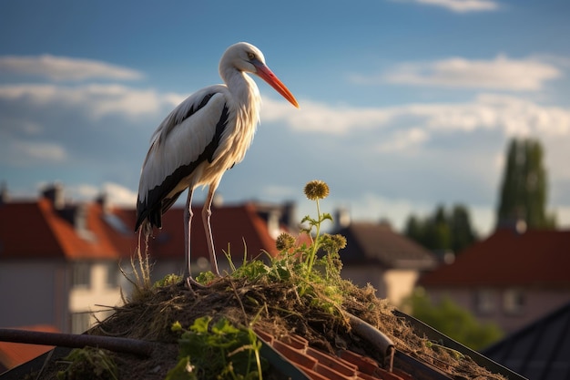 Cigogne sur le toit