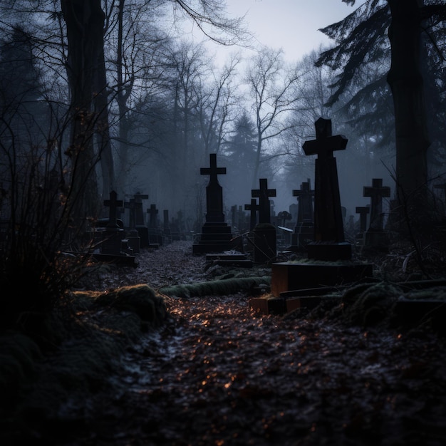 cimetière gothique la nuit