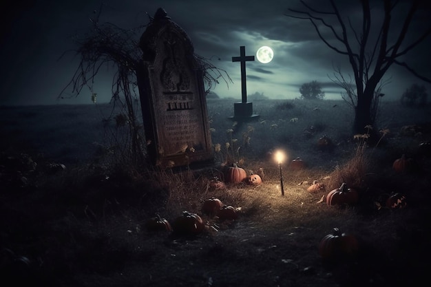 Cimetière de la nuit d'Halloween à l'Halloween