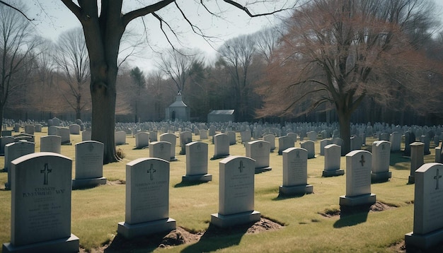 Photo un cimetière avec quelques pierres tombales sur lesquelles est écrit le numéro 2